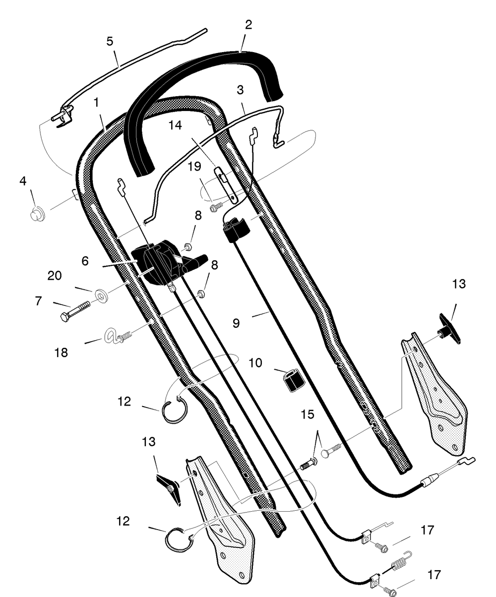Handle Assembly Diagram and Parts List for 218910X43B 2004 Briggs and Stratton Lawn Mower